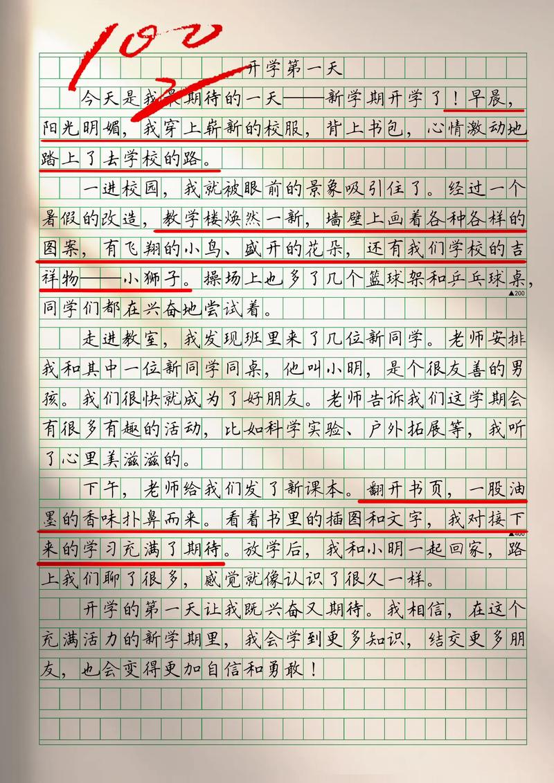 七年看图作文新生开学作文600字