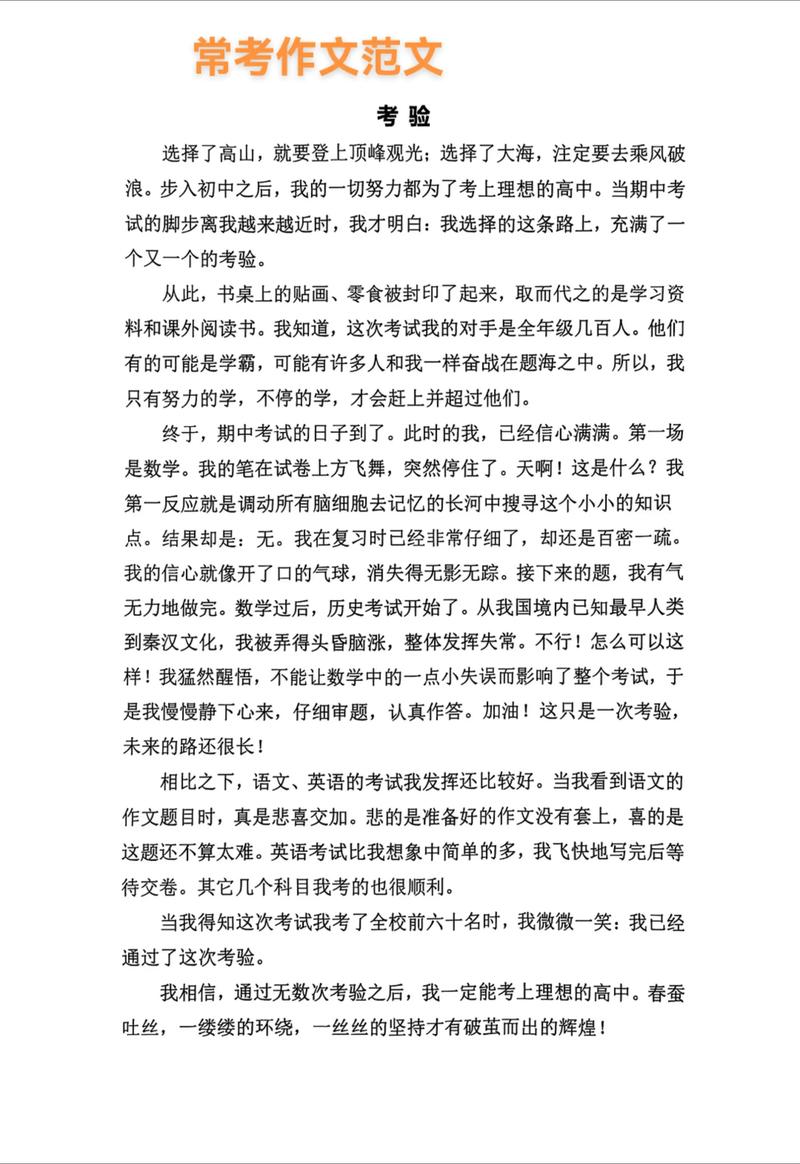 八年级关于考验的六年级作文作文700字