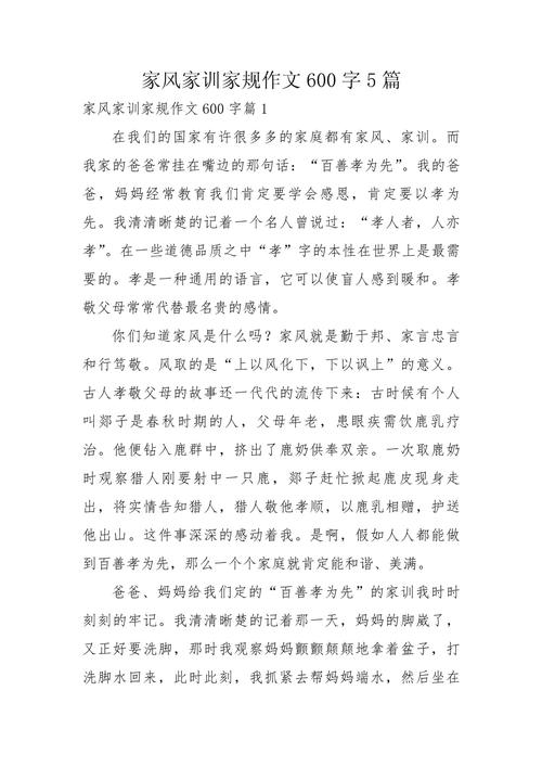 关于家风家训家规的作文作文