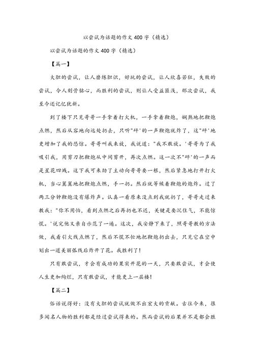 关于尝试的初中作作文
