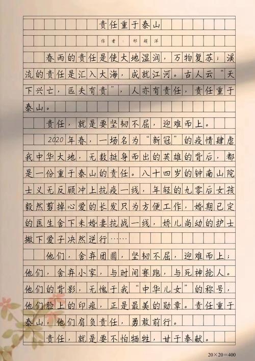 关于负责作作文素材1000字
