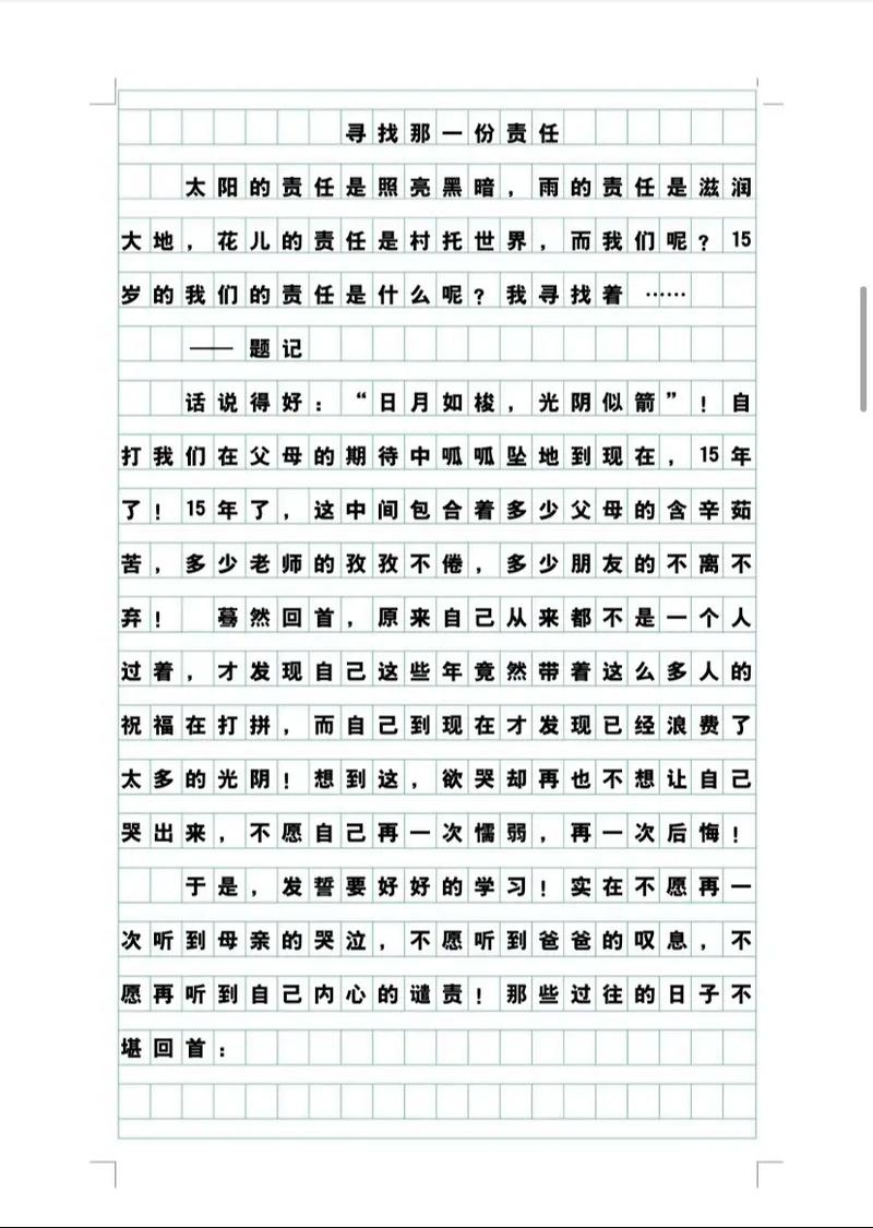 关于负责作作文素材1000字