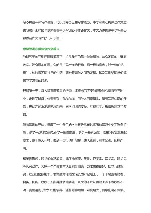 军训作中考作文400字左右初一