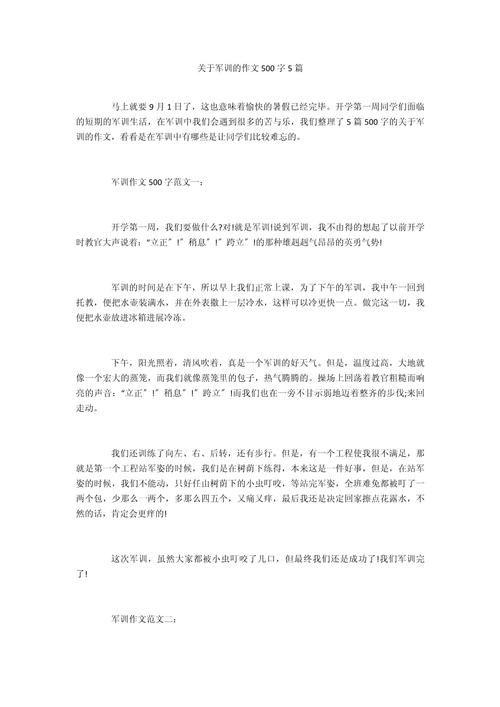 军训作优秀作文500字高中生