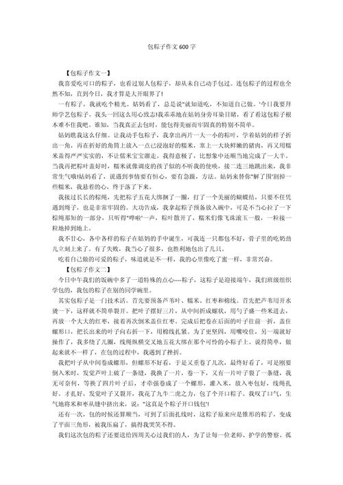 初中端午节包粽子作高中作
