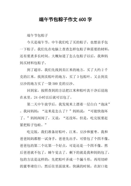 初中端午节包粽子作高中作