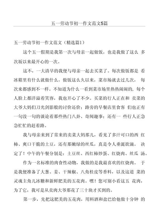 初中难忘的初中作五一劳动节作文