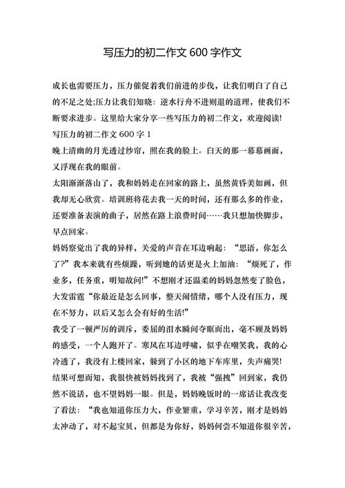 压力作小学作600字初中记叙文