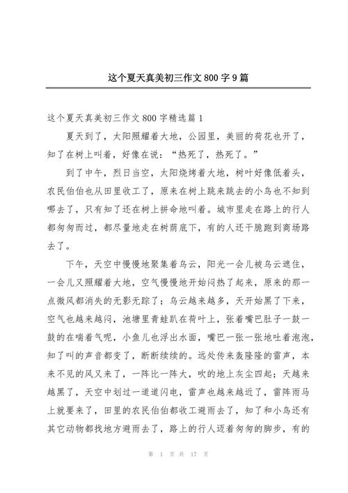夏天作作文素材800字初中