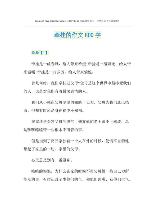 奶奶的作文网牵挂作文800字