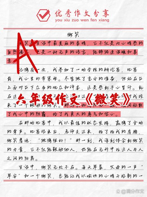 微笑六年作文大全小学作文