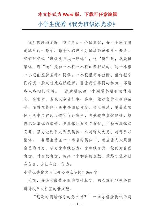 我为班级添光彩