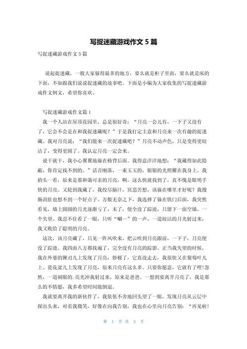 捉迷藏作文三年高考作文300字