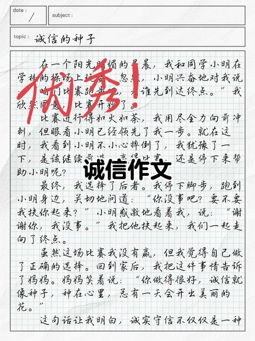有关诚信的大学作小学生作文范本20篇