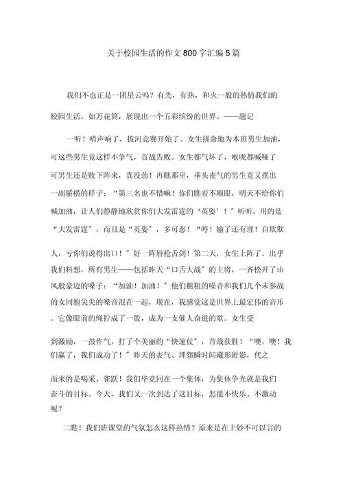 校园生活作文800字高中一年作文(合集4篇)