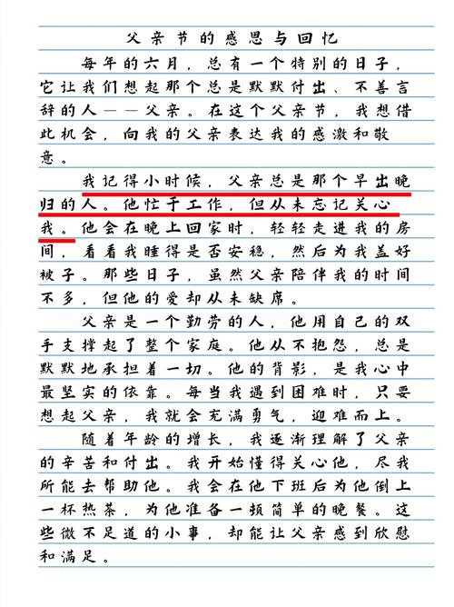 爸爸打呼噜小学生作作文素材