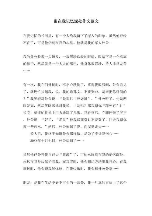 留在记忆深处的初中作温暖作文