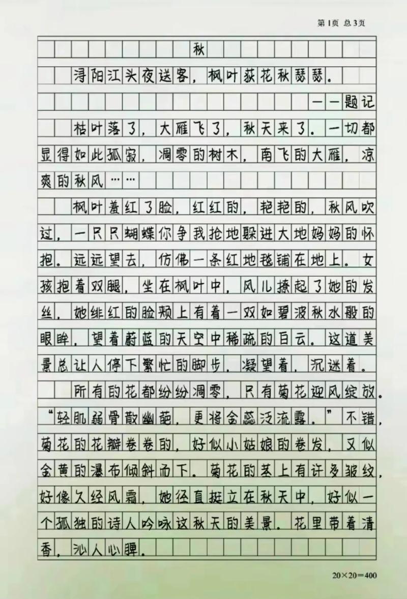 秋叶作大学作600字初中写景