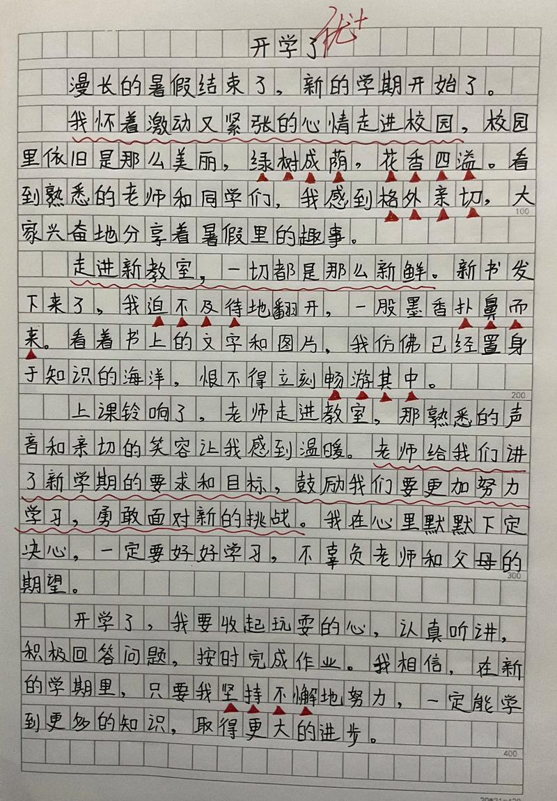 终于开学了作看图作文600字