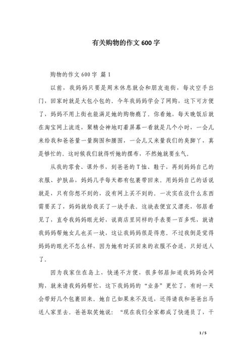 购物作小升初作文600字优秀作文精选