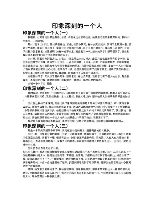 印象深刻的作文一个人700字