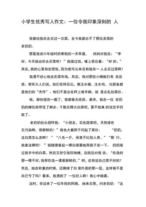 印象深刻的作文一个人700字