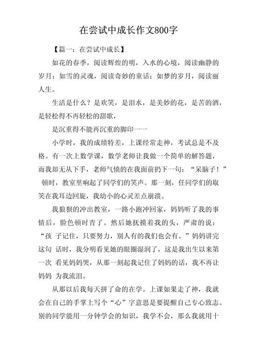 在尝试中成长800字作作文素材
