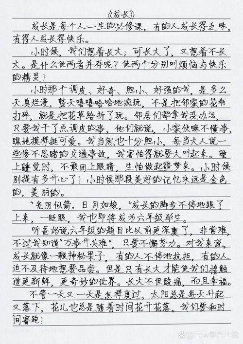 成长作中考作文400字初中