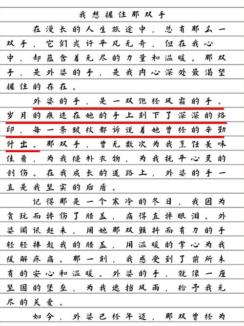 我想握住妈妈的作文素材手作文600字