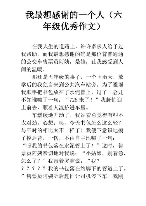 我最想感谢的作文素材人作文400字左右六年级
