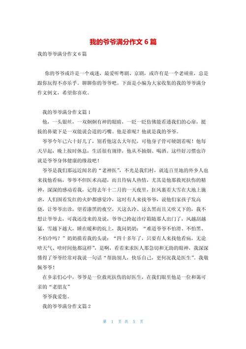 我的中考作文爷爷三年级作文