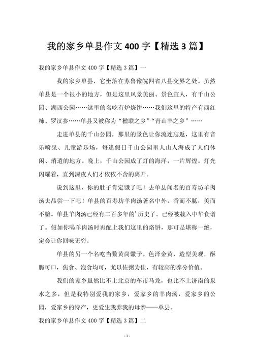 我的作文素材家乡四年级作文400字（个人合集）