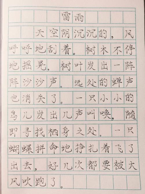 描写雷雨的六年级作文作文400字四年级