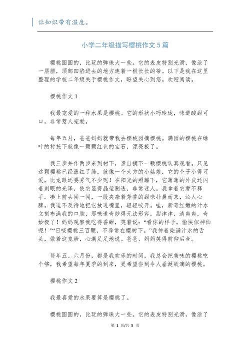 摘樱桃的小学作作文500字