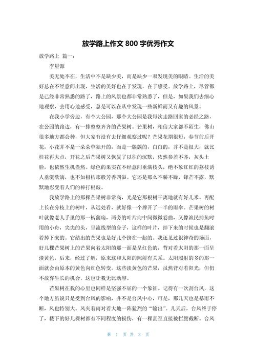 放学路上作作文网600字初中写景精选8篇