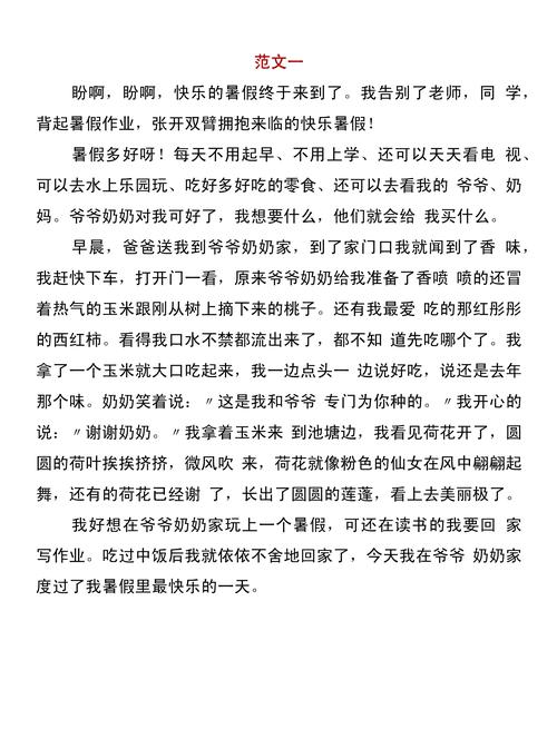 暑假的作文大全一天500字左右