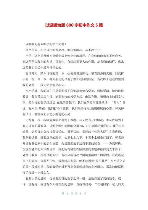 温暖作中考作文600字初中