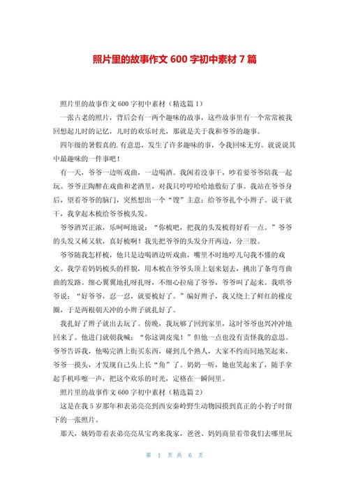 照片里的小升初作文故事初三作文600字（通用合集）