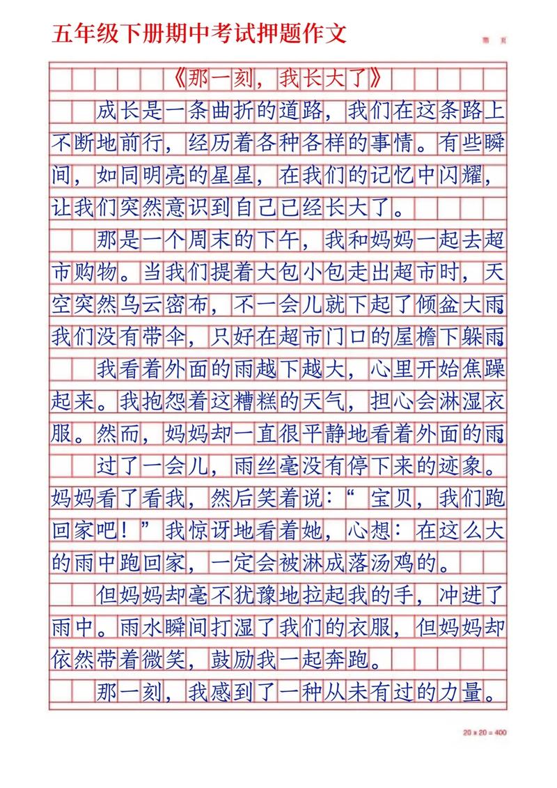 那一刻我长大了作作文素材500字优秀篇（12篇）