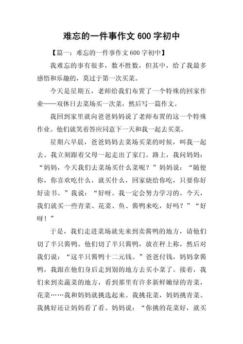 那件事真让我难忘作优秀作文600字初一