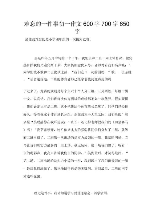 难忘的初中作一件事作文600字初中一年级
