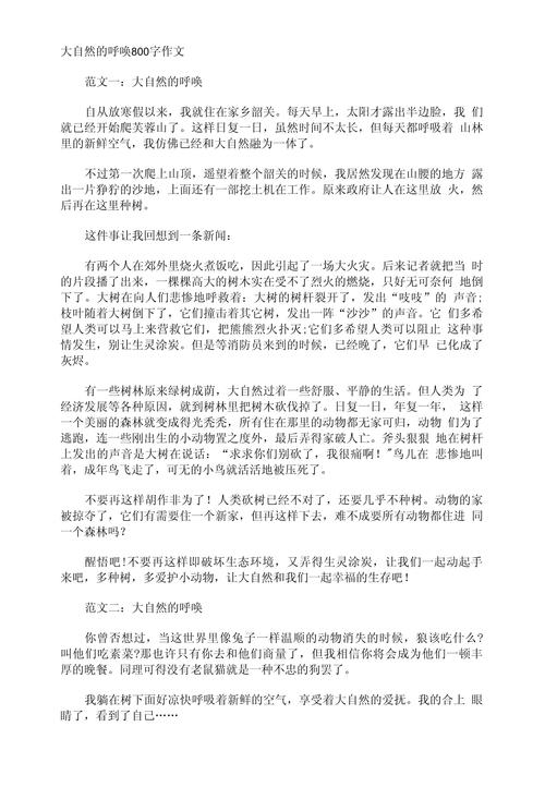 大自然的优秀作文语言作文800字