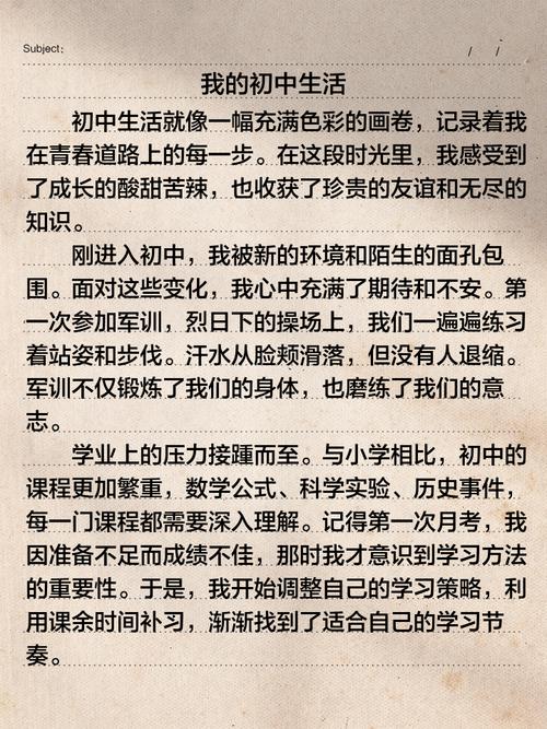 我的初中作初中生活的作文800字