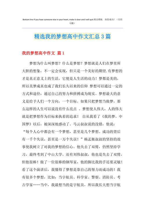 我的高中作理想作文800字左右