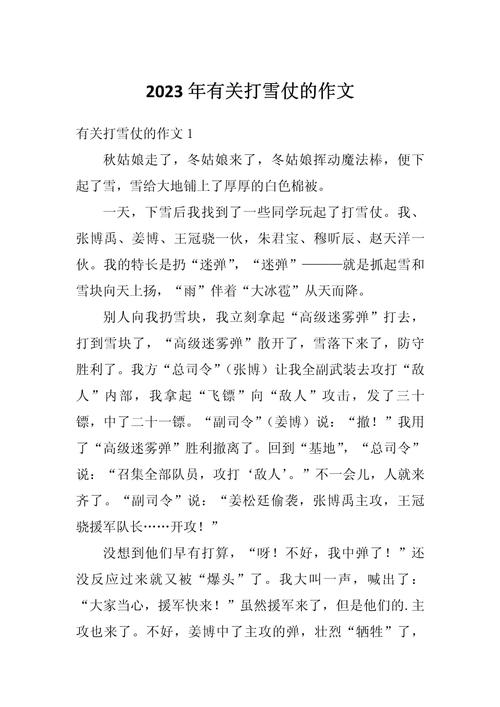 打雪仗作小学作600字初一