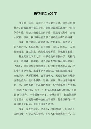 梅花作六年级作文高中