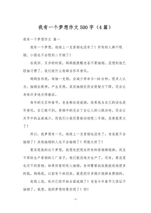 梦想作作文大全500字高中