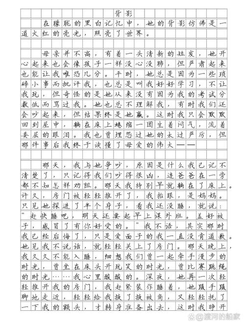 母亲的六年级作文背影作文600字