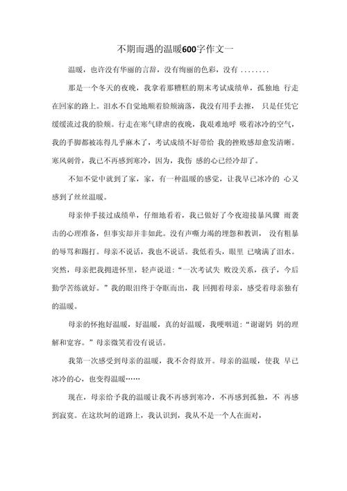 精选不期而遇的六年级作文温暖作文600字初一