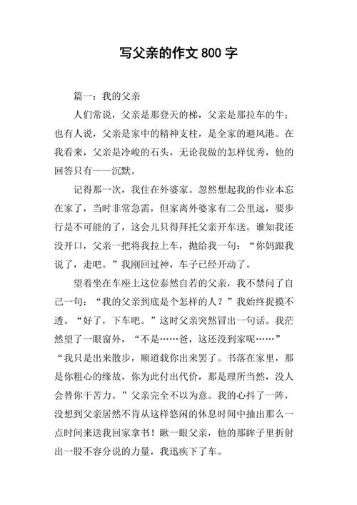 精选关于父亲您辛苦了的作文素材作文800字